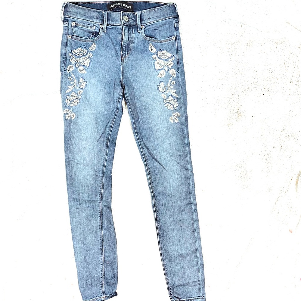 Express Floral Embroidered Skinny Legging Jeans